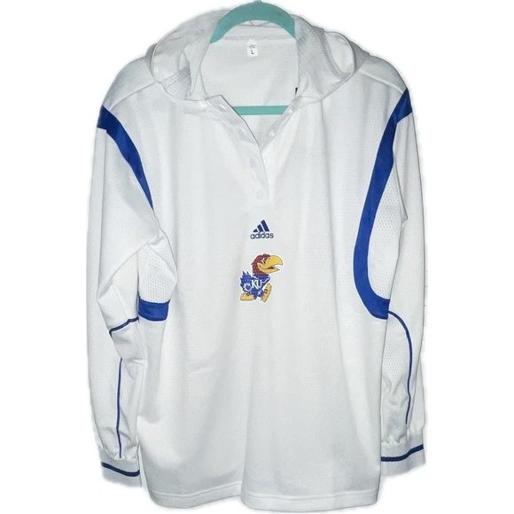 adidas Other - Adidas Kansas Jayhawks White and Blue Long sleeve Hoodie NWT UNISEX